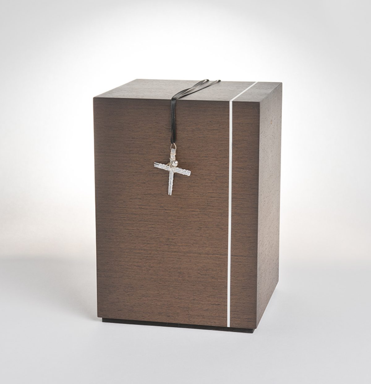 Wooden urn with cross